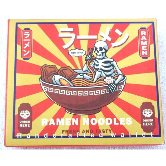 LI Other - Anime Ramen Noodles Skeleton Fresh and Tasty Print Bi-Fold Vegan Leather Wallet